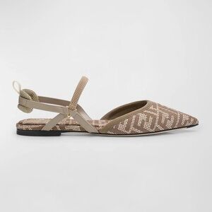 Fendi Colibri Lite FF Rafia Slingback Flats
